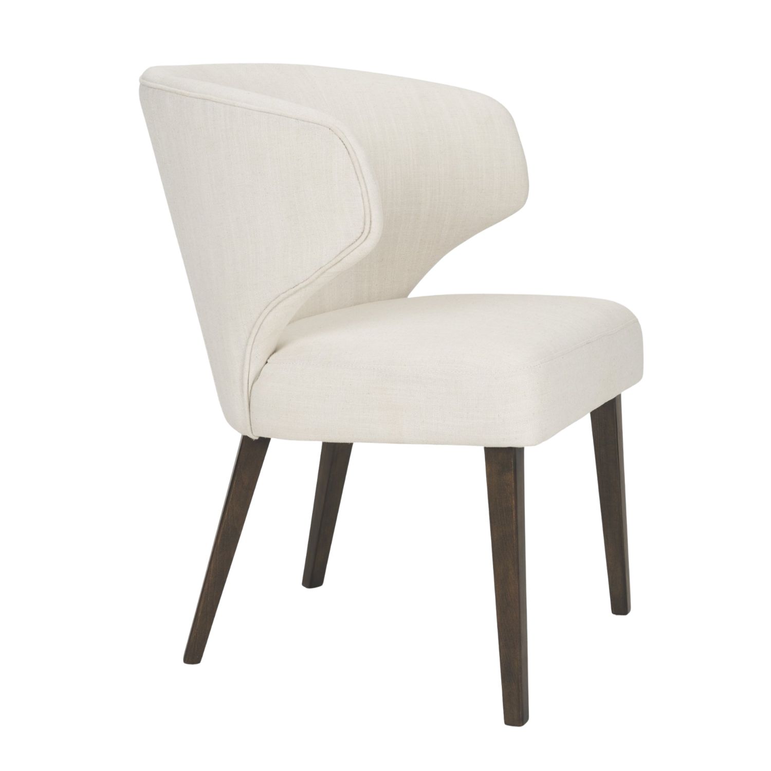 Niles Wingback Dining Chair | Cream Fabric w/ Dark Brown Wooden - Image 4