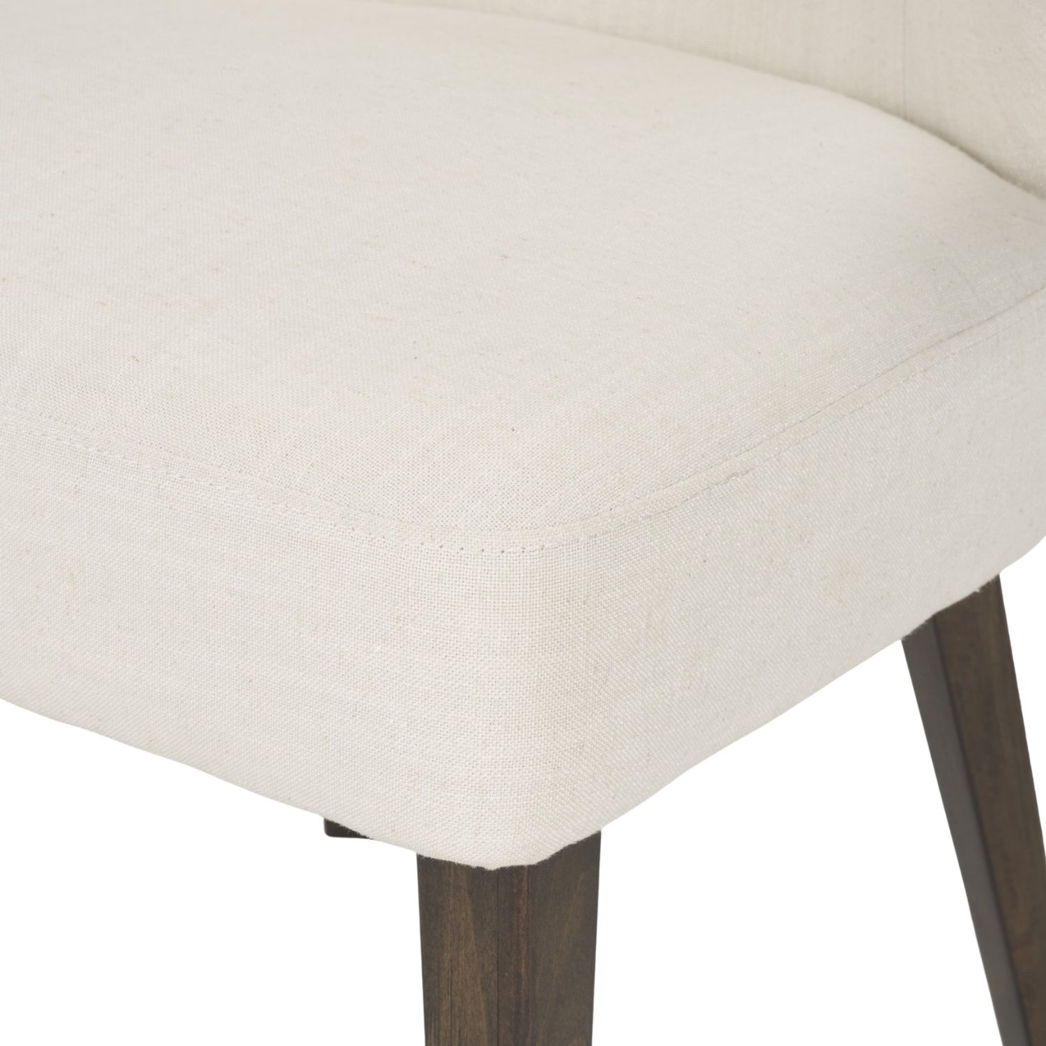 Niles Wingback Dining Chair | Cream Fabric w/ Dark Brown Wooden - Image 8