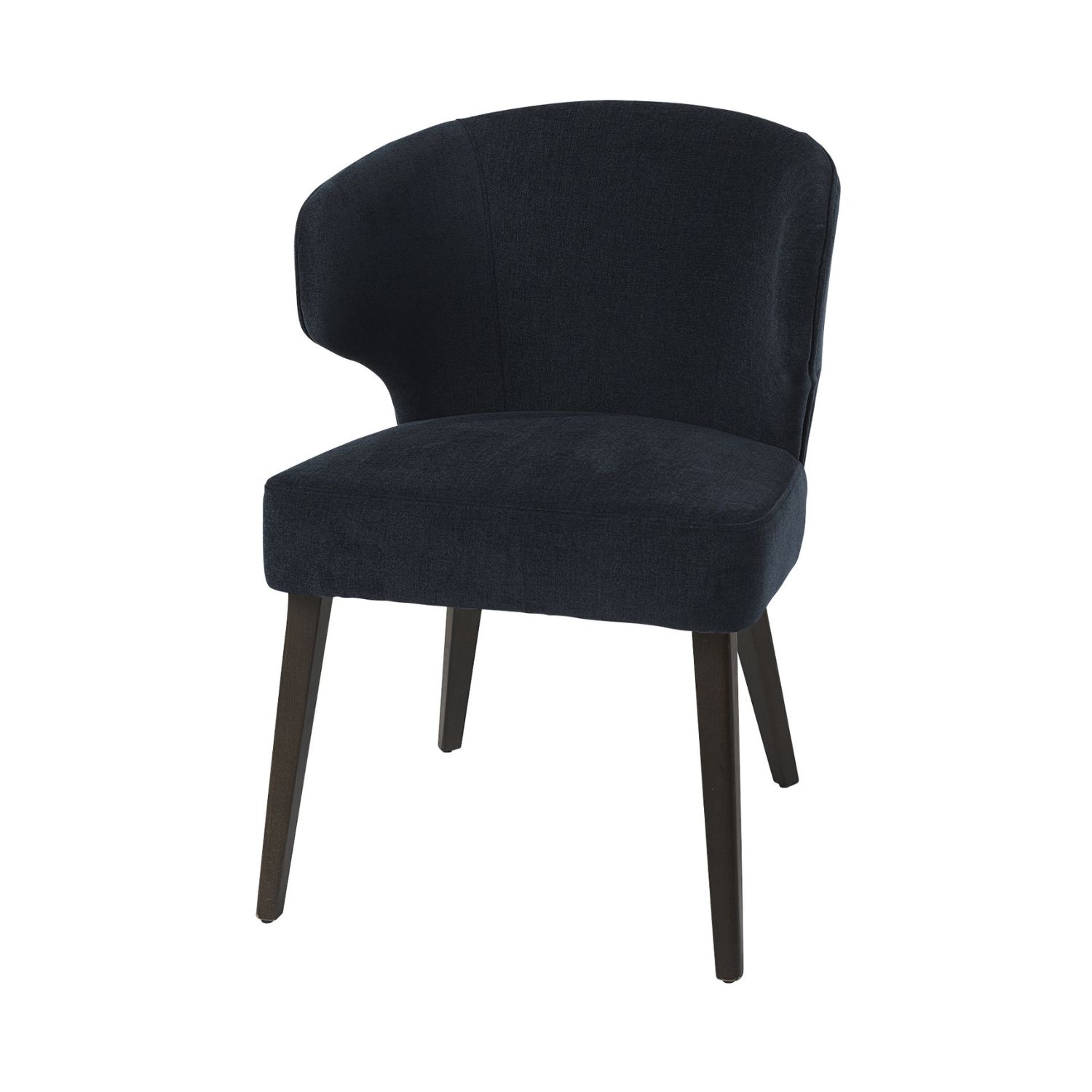 Niles Wingback Dining Chair | Navy Fabric w/ Dark Brown Wooden