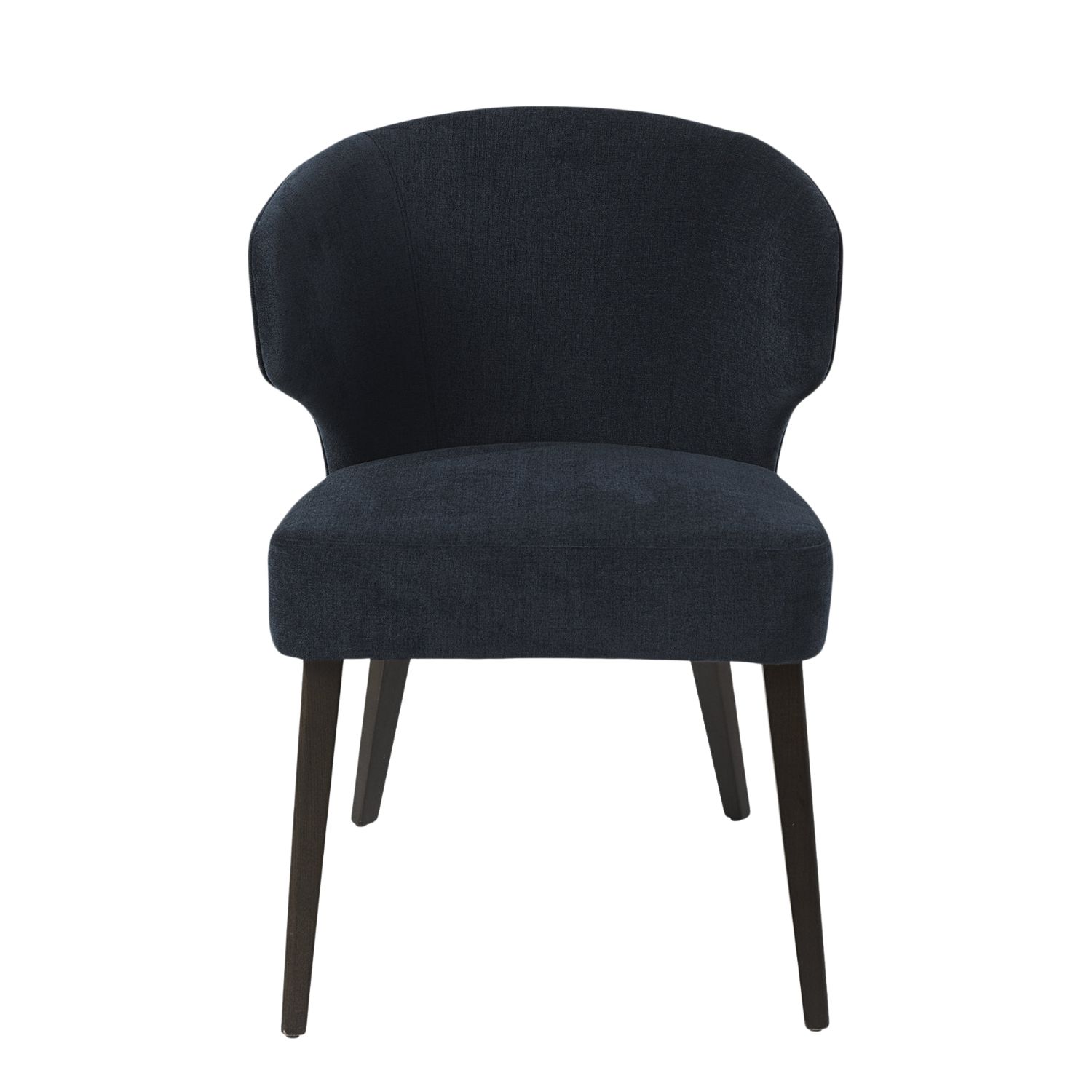 Niles Wingback Dining Chair | Navy Fabric w/ Dark Brown Wooden - Image 2