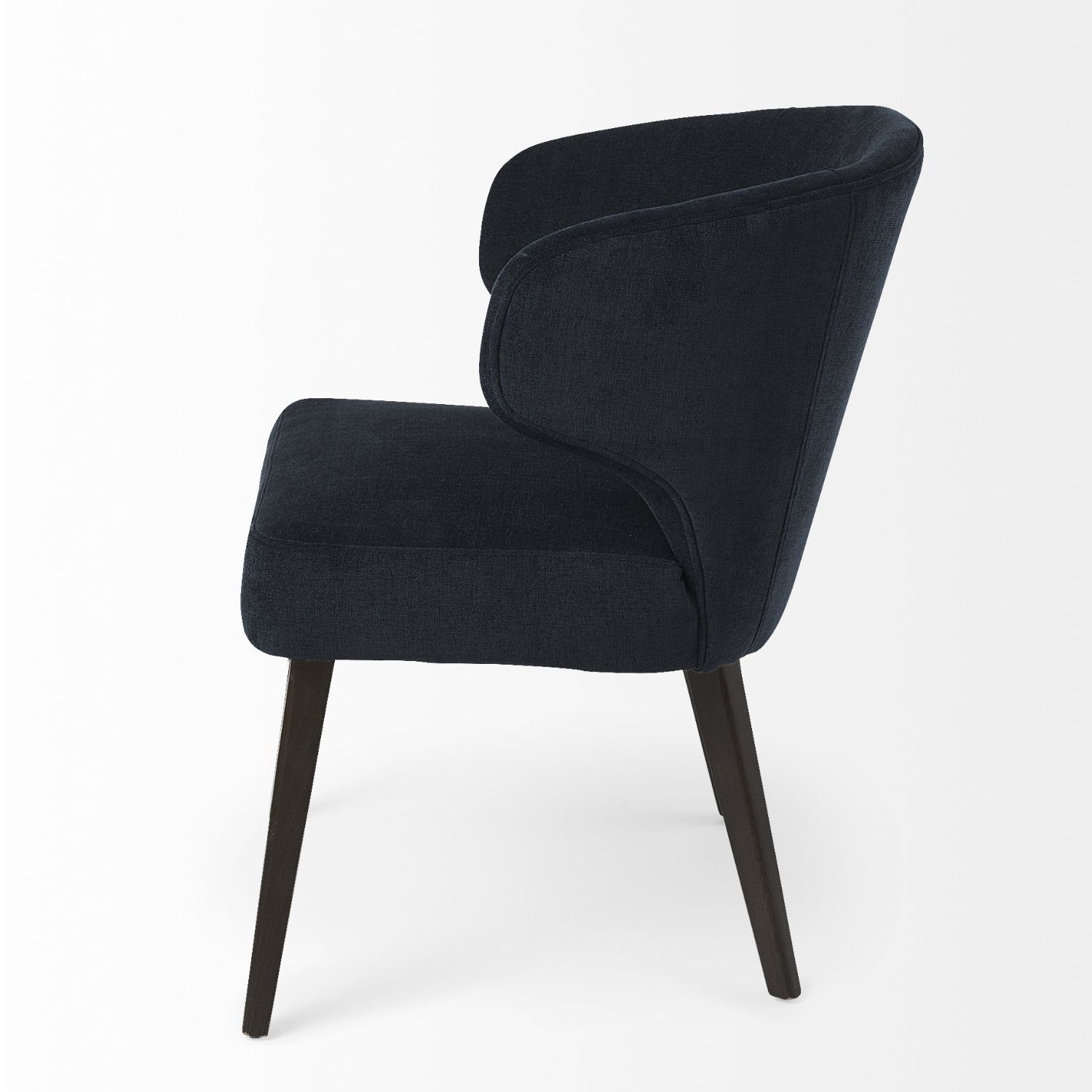 Niles Wingback Dining Chair | Navy Fabric w/ Dark Brown Wooden - Image 4