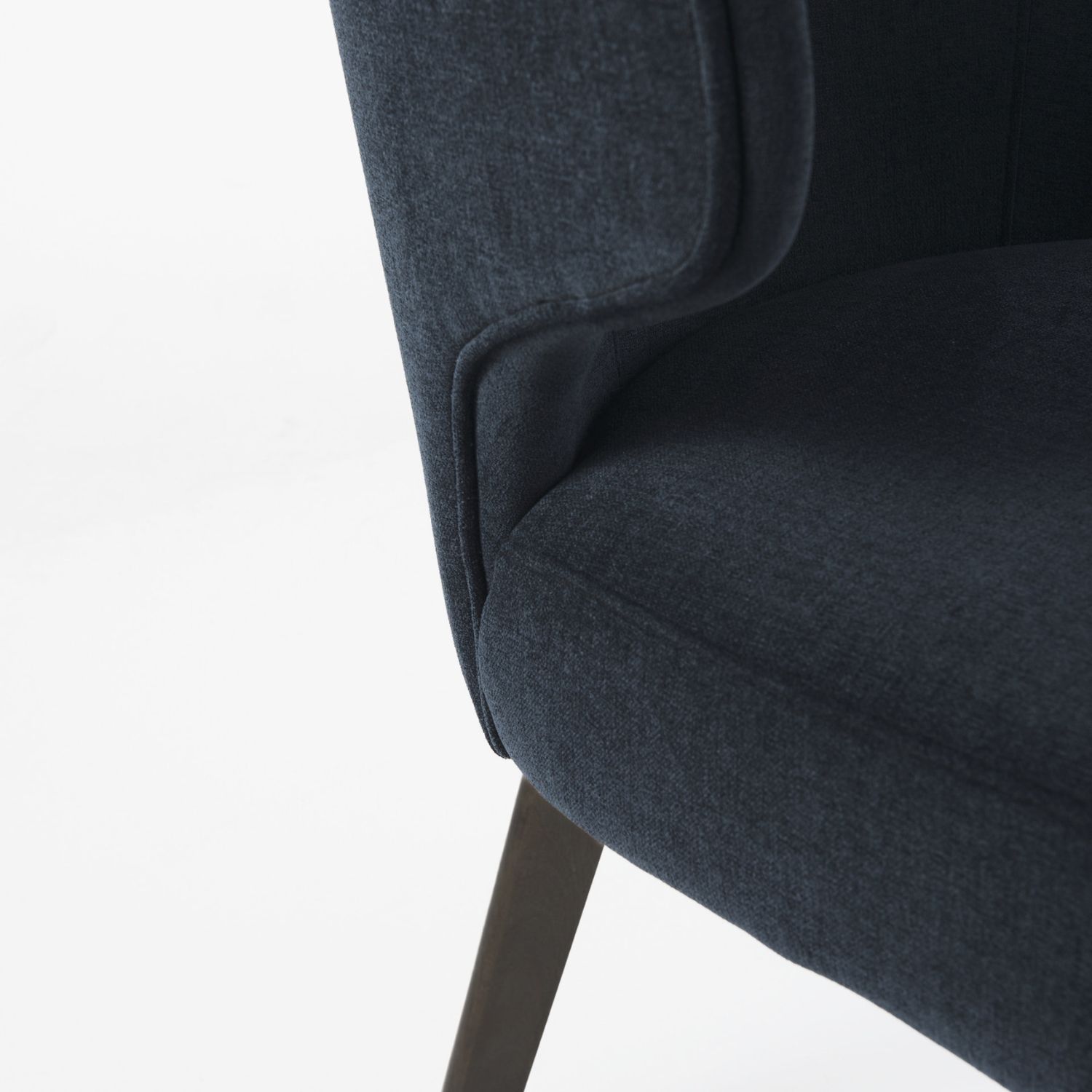 Niles Wingback Dining Chair | Navy Fabric w/ Dark Brown Wooden - Image 7