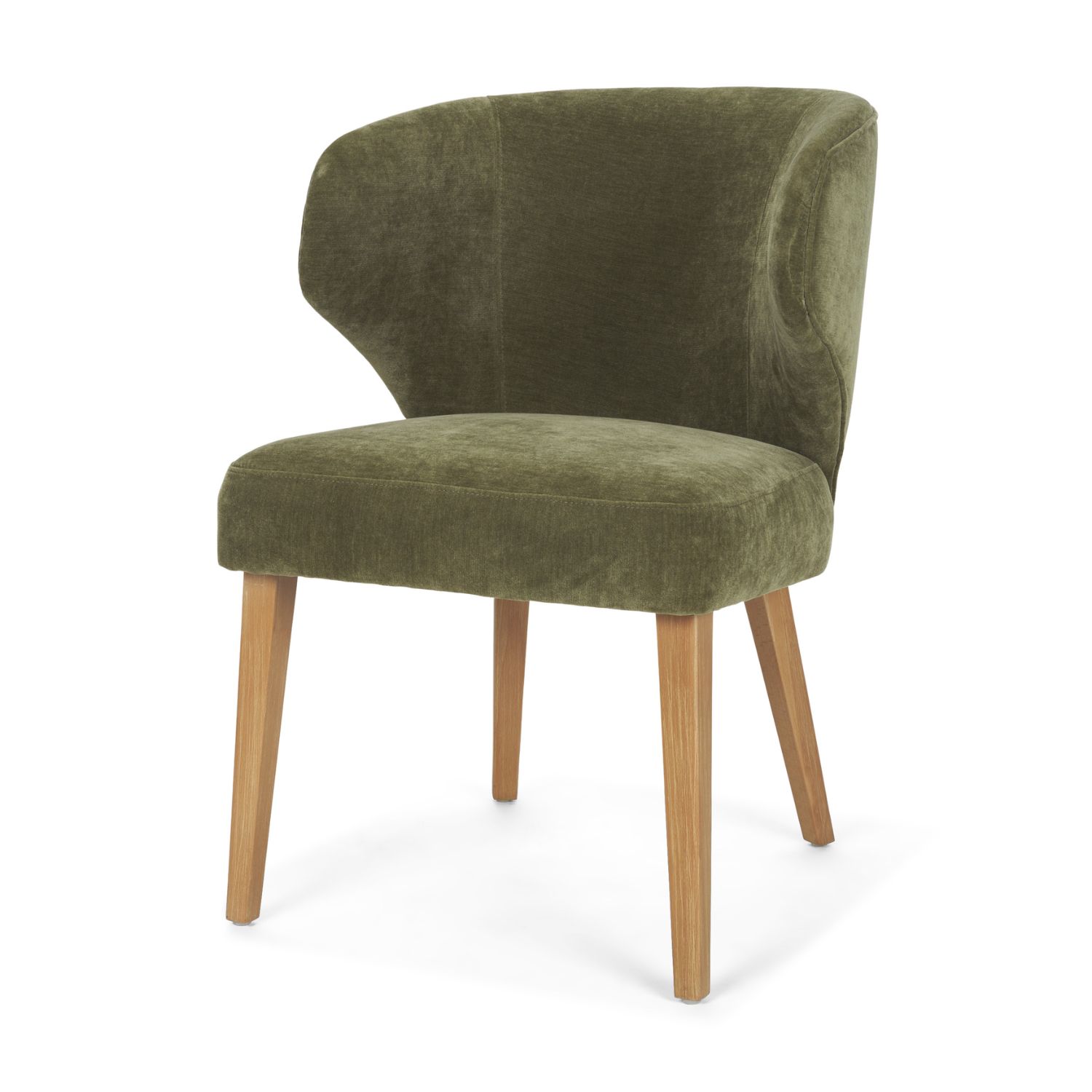 Niles Wingback Dining Chair | Moss Olive Fabric w/ Wooden