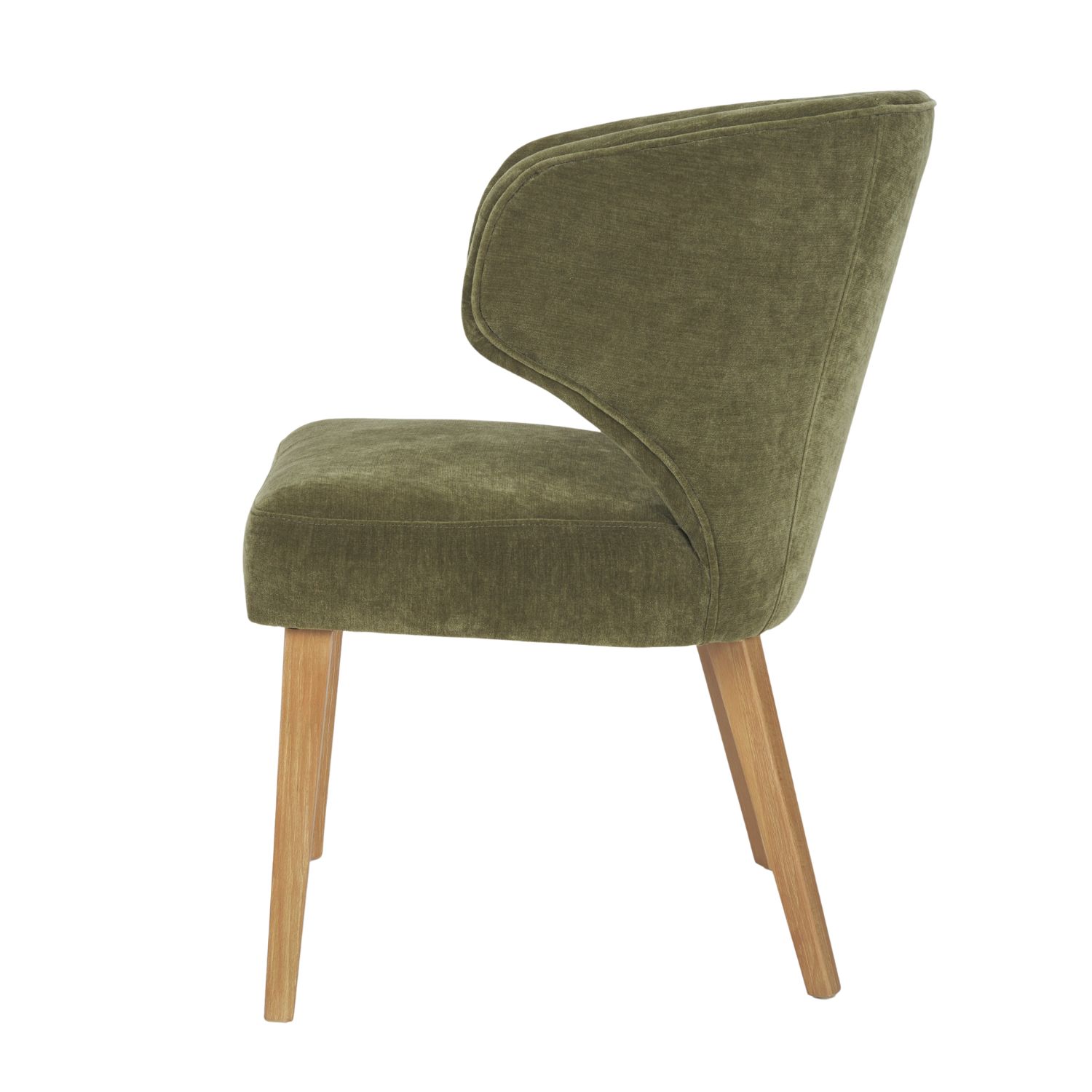 Niles Wingback Dining Chair | Moss Olive Fabric w/ Wooden - Image 5