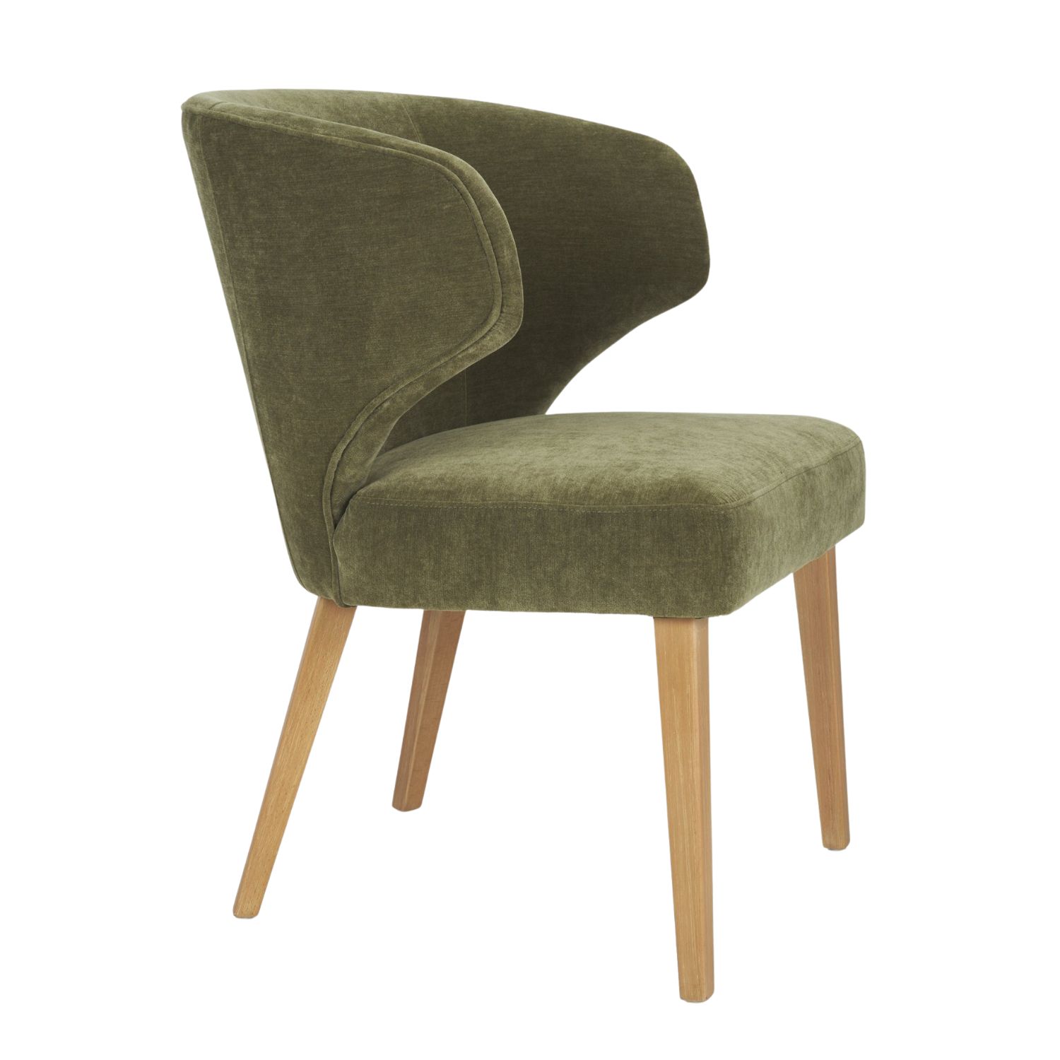 Niles Wingback Dining Chair | Moss Olive Fabric w/ Wooden - Image 4