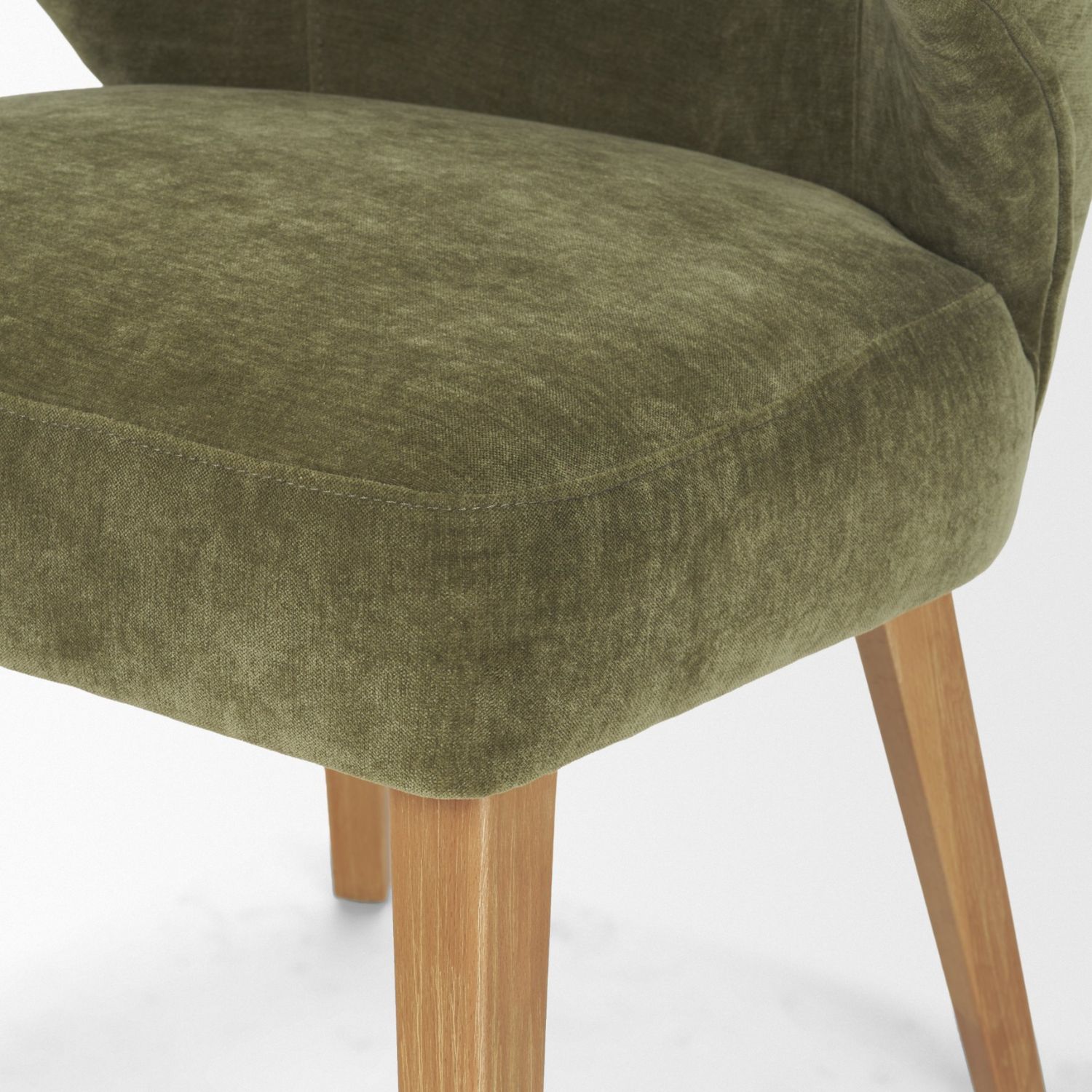 Niles Wingback Dining Chair | Moss Olive Fabric w/ Wooden - Image 9