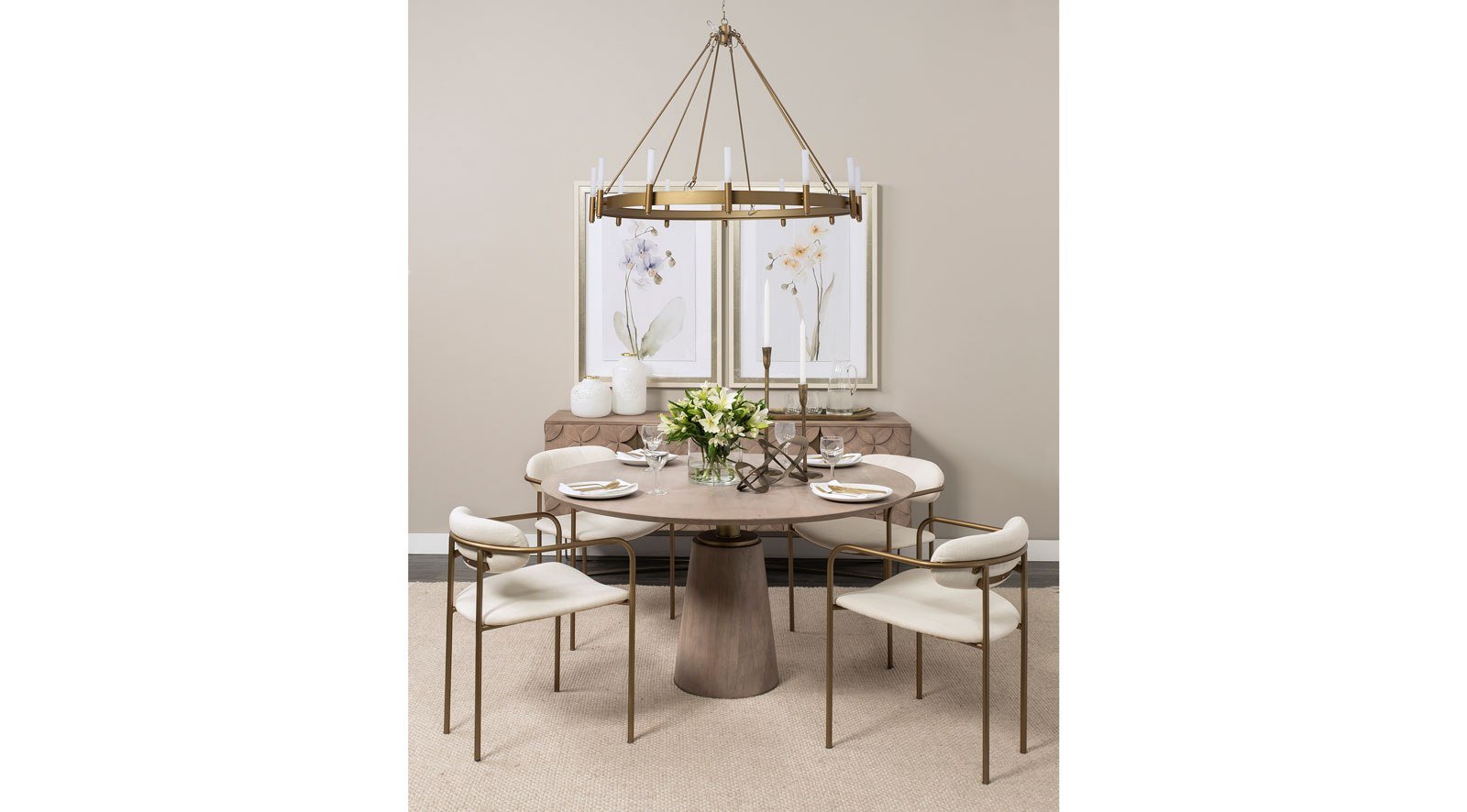 Parker Dining Chair Cream Fabric Seat Gold Metal Frame - Image 6