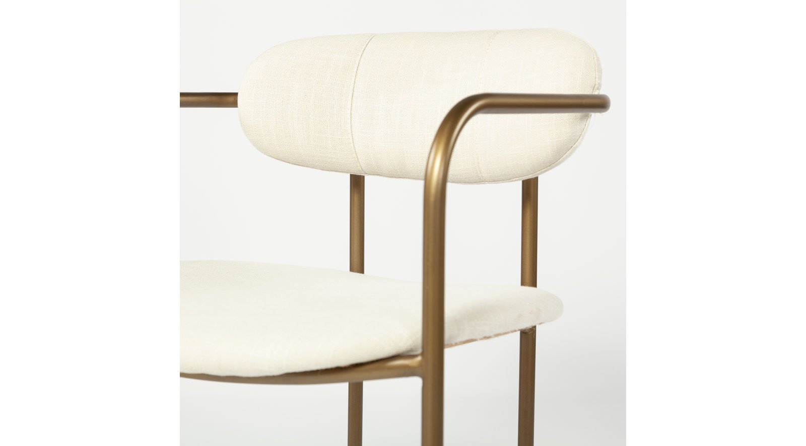 Parker Dining Chair Cream Fabric Seat Gold Metal Frame - Image 10
