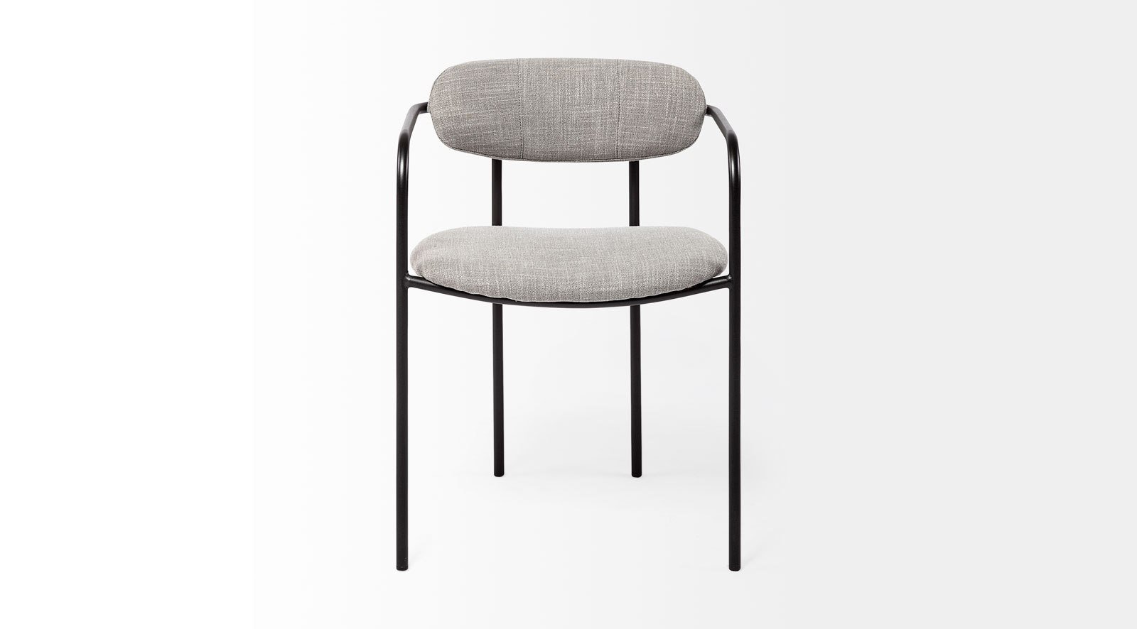Parker Dining Chair Gray Fabric Seat Black Metal - Image 2