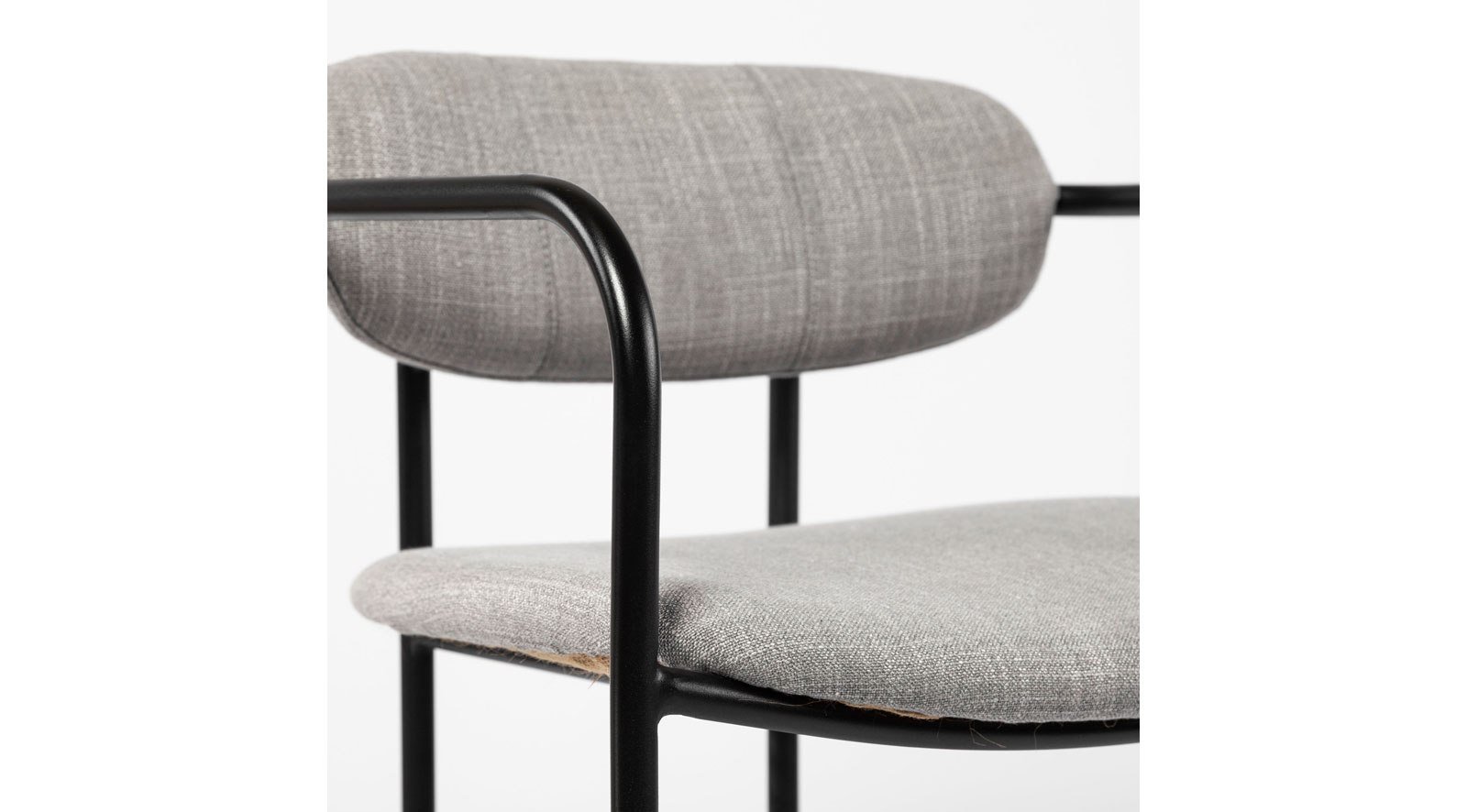 Parker Dining Chair Gray Fabric Seat Black Metal - Image 7