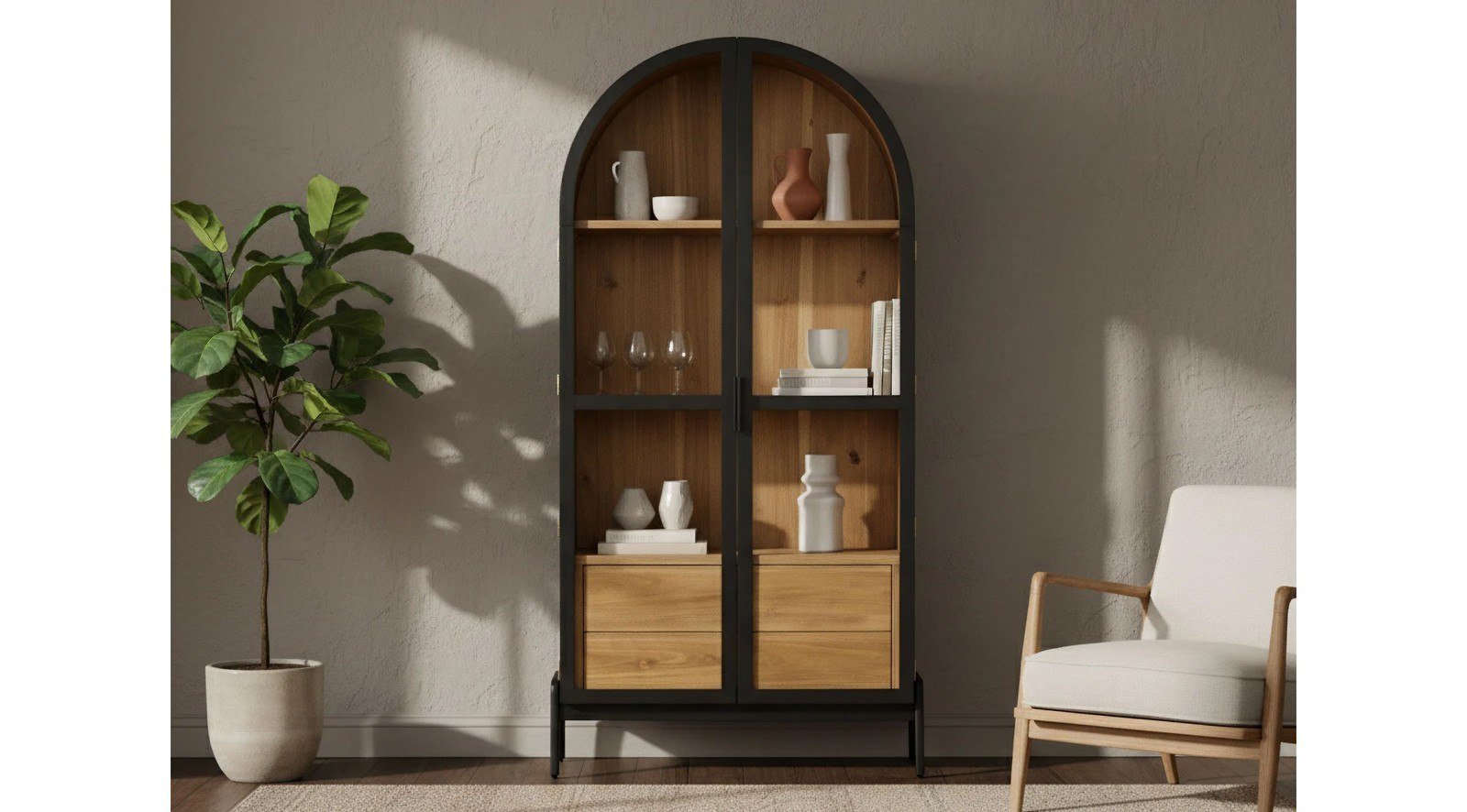 Brunette Display Cabinet - Black - Image 3