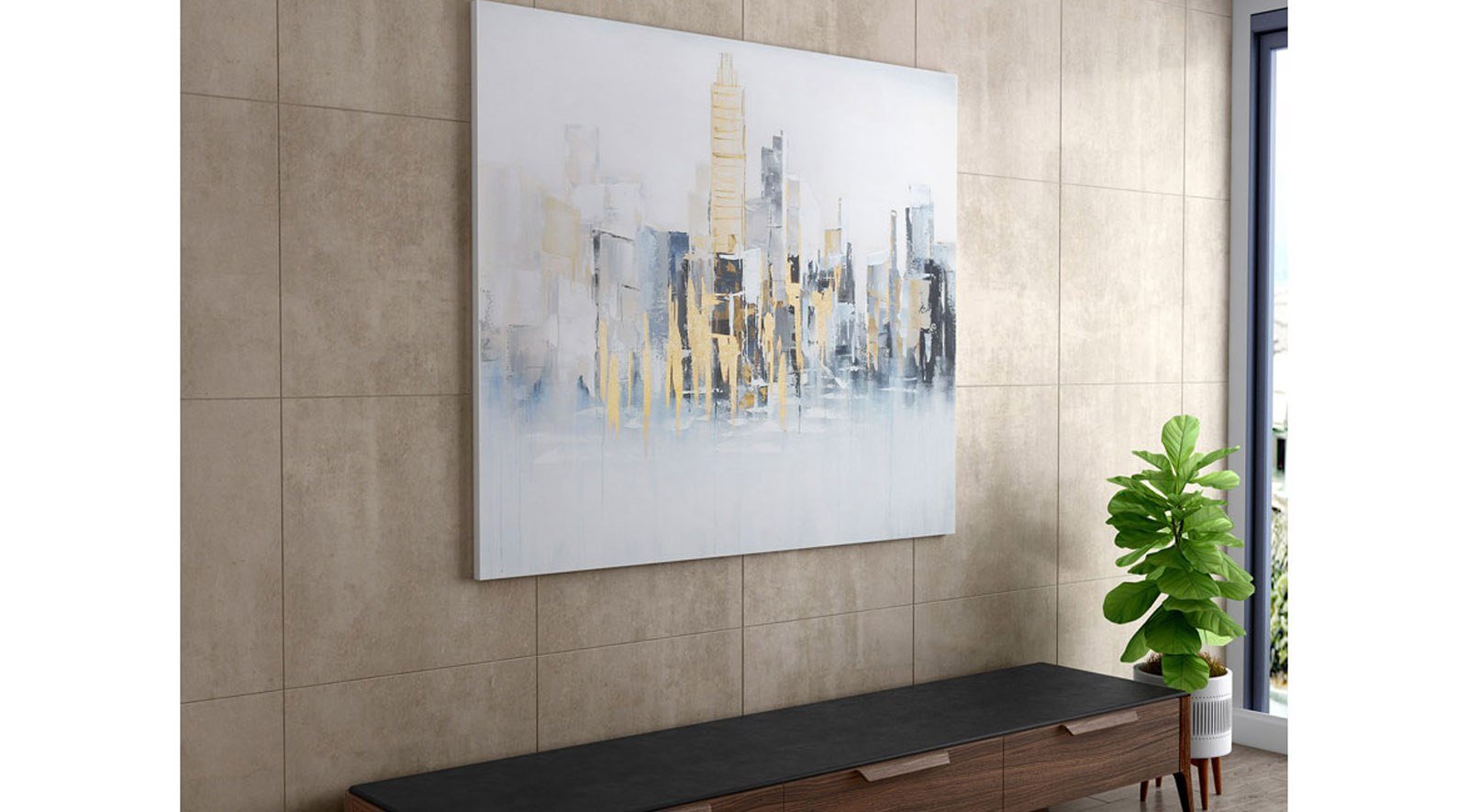 Rising City Hand Painted Canvas - Image 2