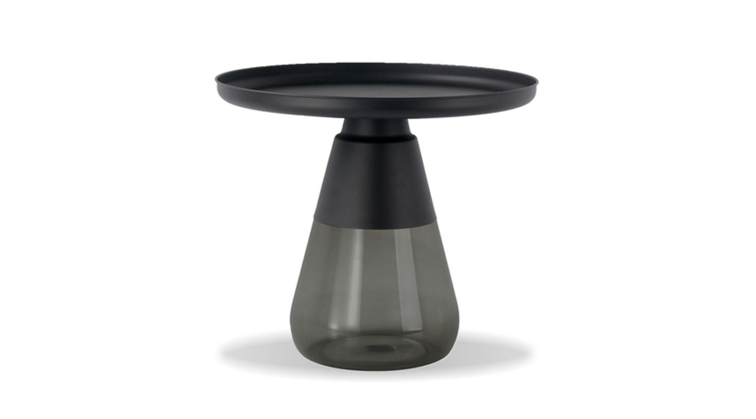 Duverre End Table-matte Black Pc Aluminum Top/ Smoke Grey Glass Base