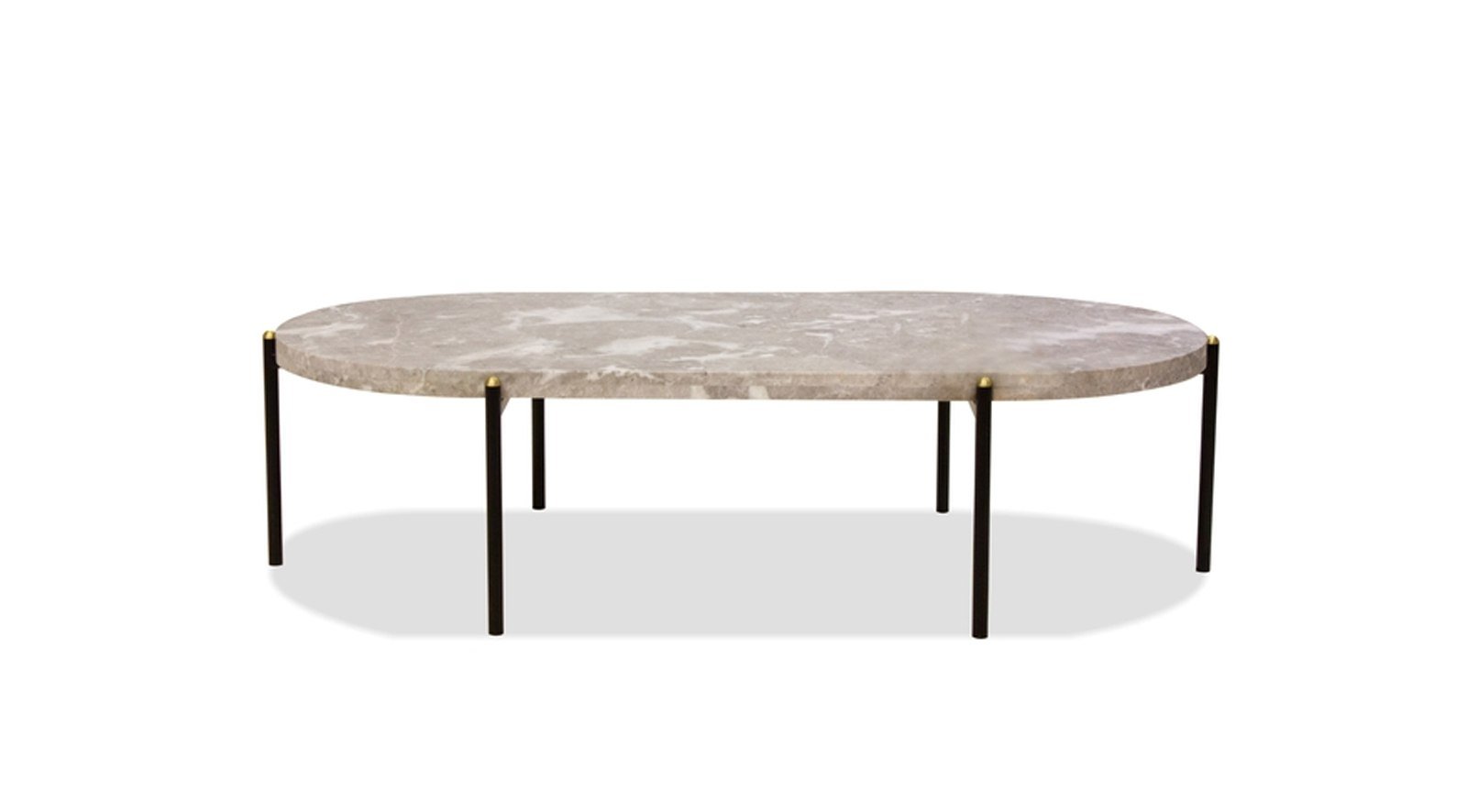 Velodrome Coffee Table With Removable Tray Grey Marble Top / Black Legs With Brass Cup - Image 2